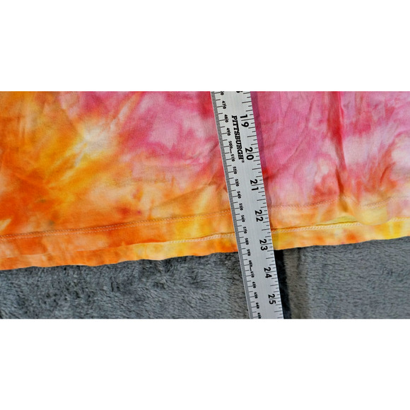 Madison Ruffle Neck Tank Top Large Tie‑Dye Pink Orange Fire Swirl Artisan Dyed - Picture 13 of 13